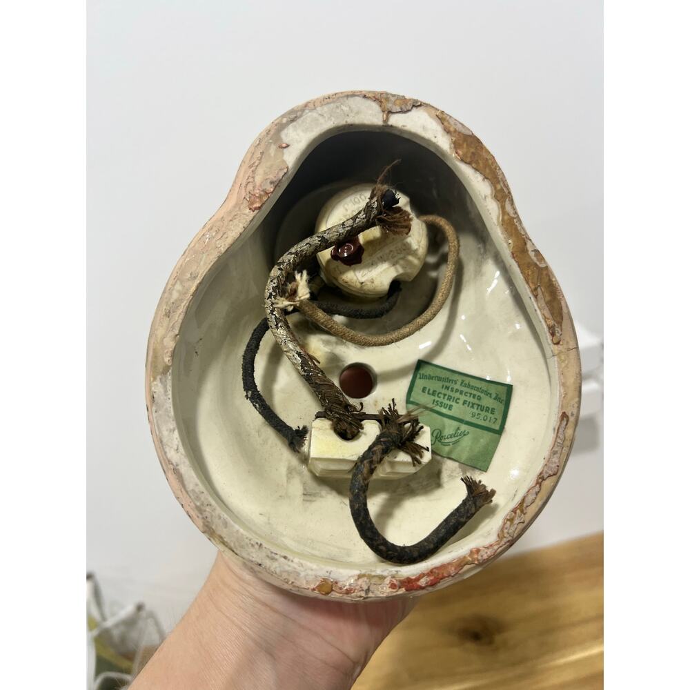 Vtg Floral Wall Sconce Light Fixture Porcelier Untested; Original Sticker - Picture 5 of 8